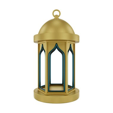 3D Altın Mavisi İslami Fener