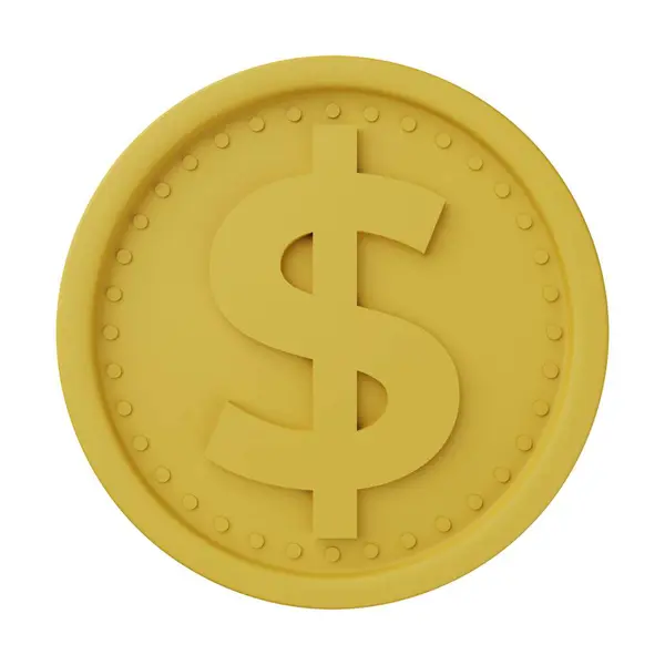 Altın Para Doları 3D Görüntü Beyaz Arkaplanda İzole Edildi