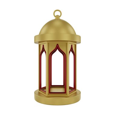 3D Altın Kırmızı İslami Fener