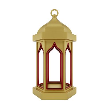 3D Altın Kırmızı İslami Fener