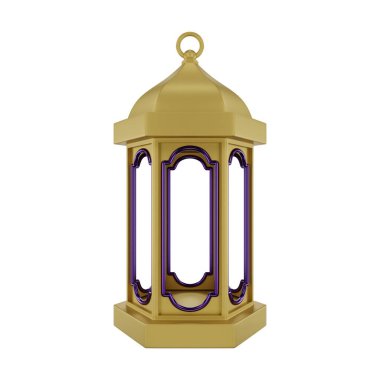 3D Altın Mor İslami Fener