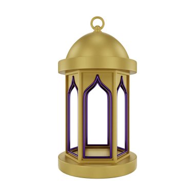 3D Altın Mor İslami Fener
