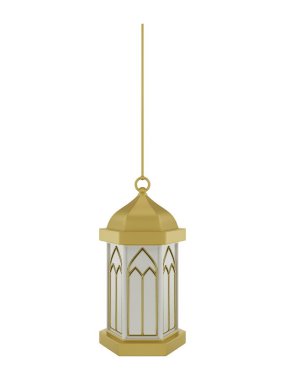 3D Asılı Altın Beyaz İslami Fener
