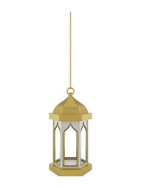 3D Asılı Altın Beyaz İslami Fener