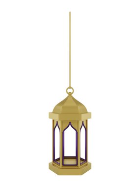 3D Asılı Altın Mor İslami Fener