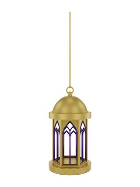 3D Asılı Altın Mor İslami Fener