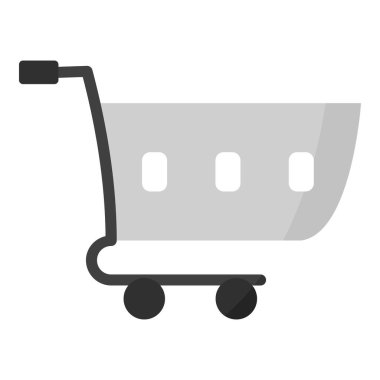 Alışveriş arabası vektör elementi. İş temalı basit düz vektör. İş dünyası.