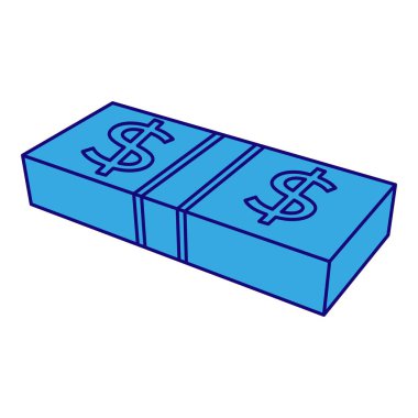 Mavi çizgi halinde para yığını. İş temalı basit düz vektör. İş dünyası.