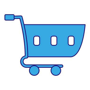 Mavi çizgili alışveriş arabası elemanı. İş temalı basit düz vektör. İş dünyası.