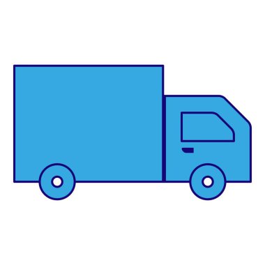 Mavi hat teslimat kamyonu elemanı. İş temalı basit düz vektör. İş dünyası.