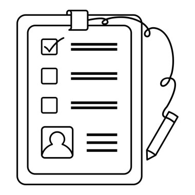 Kontrol listesi çizgisi sanat öğesi olan pano. İş temalı basit düz vektör. İş dünyası.