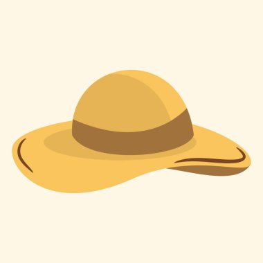 Plaj şapkası çizimi. Yaz temalı tasarım ögesi.