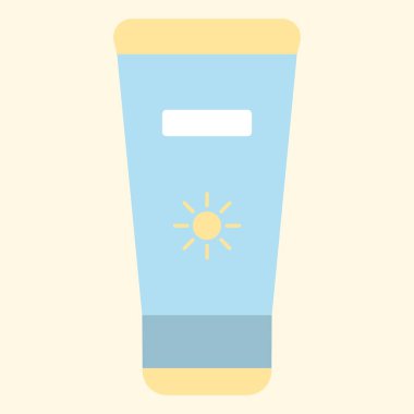 Güneş kremi çizimi. Yaz temalı tasarım ögesi.