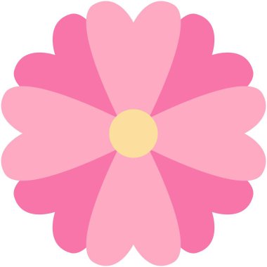 Çiçek vektör çizimi. Çiçek temalı renkli düz vektör çizimi.