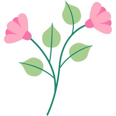 Çiçek vektör çizimi. Çiçek temalı renkli düz vektör çizimi.