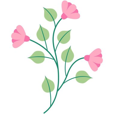 Çiçek vektör çizimi. Çiçek temalı renkli düz vektör çizimi.