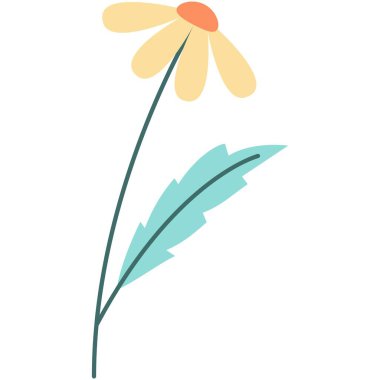 Çiçek vektör çizimi. Çiçek temalı renkli düz vektör çizimi.