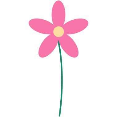 Çiçek vektör çizimi. Çiçek temalı renkli düz vektör çizimi.