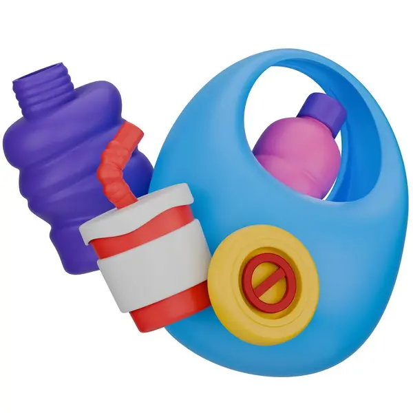 3D plastiksiz. sürdürülebilirlik temalı 3d resimleme beyaz arkaplanda izole edildi.