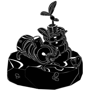 Bitkiler plastik şişe siluetinden büyür. Sürdürülebilirlik teması ve siluet biçimi olan vektör illüstrasyonu.