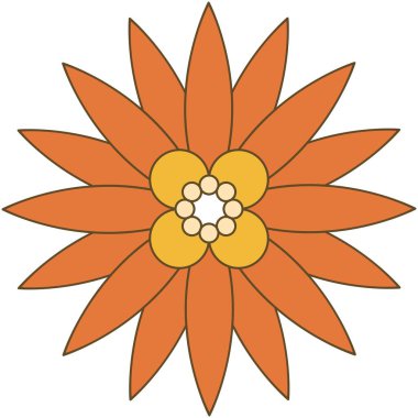 Muhteşem Retro çiçek illüstrasyonu. Renkli düz vektör illüstrasyonuName.