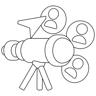 Piyasa araştırma hattı sanatı. İş teması ve satır sanatı tarzında vektör illüstrasyonu.