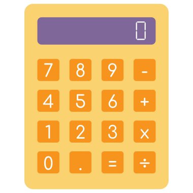 Hesap makinesi çizimi. Eğitim temalı vektör illüstrasyonu. Okula geri dön..