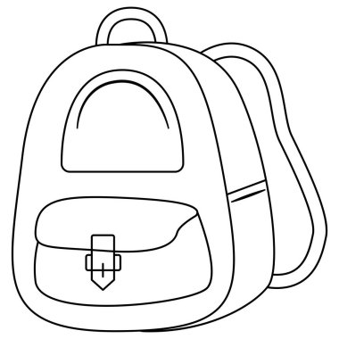 Sırt çantası çizgisi çizimi. Eğitim temalı vektör illüstrasyonu. Okula geri dön..