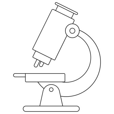 Mikroskop çizgisi çizimi. Eğitim temalı vektör illüstrasyonu. Okula geri dön..