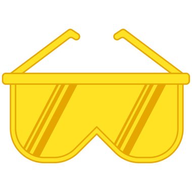 Sarı çizgili güvenlik gözlükleri. İnşaat temalı vektör illüstrasyonu. İşçi Partisi.