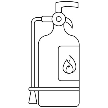 Yangın söndürücü çizgisi çizimi. İnşaat temalı vektör illüstrasyonu. İşçi Partisi.