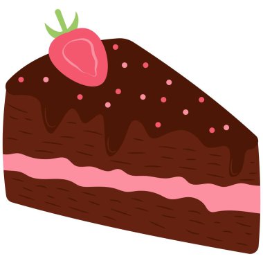 Çikolatalı kek vektör çizimi. Tatlı temalı şirin düz vektör çizimi. Yiyecek..