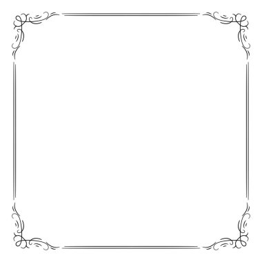 Dekoratif kare çerçeve. Kare çerçeve çizimi. Düğün davetiyesi, estetik dekorasyon, sosyal medya paylaşımı, afiş, promosyon, reklam vesaire için uygundur.