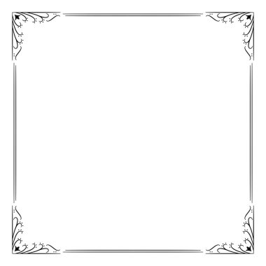 Dekoratif kare çerçeve. Kare çerçeve çizimi. Düğün davetiyesi, estetik dekorasyon, sosyal medya paylaşımı, afiş, promosyon, reklam vesaire için uygundur.