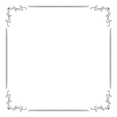 Dekoratif kare çerçeve. Kare çerçeve çizimi. Düğün davetiyesi, estetik dekorasyon, sosyal medya paylaşımı, afiş, promosyon, reklam vesaire için uygundur.