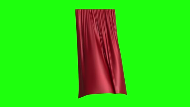 Swaying Κόκκινο Κουρτίνα Πράσινη Οθόνη Και Άλφα Ματ Την Ίδια — Αρχείο Βίντεο