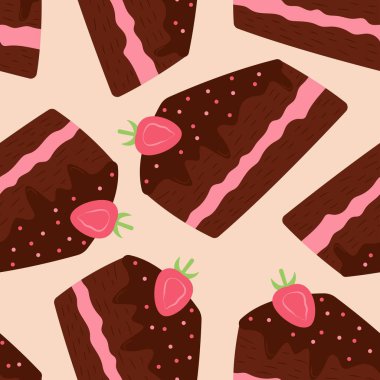 Çikolatalı pasta kusursuz desenli. Arka planlar, duvar kağıtları, kumaşlar, tekstil, ambalaj kağıtları, basılı materyaller ve daha fazlası için uygundur..
