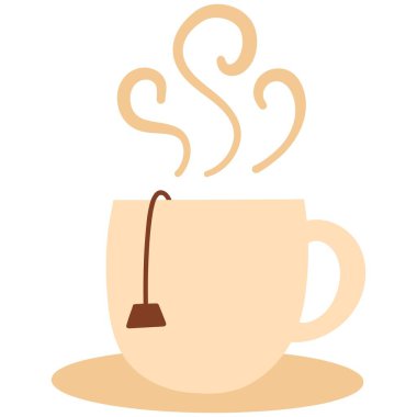 Bir fincan sonbahar çayı. Sonbahar temalı vektör illüstrasyonu.