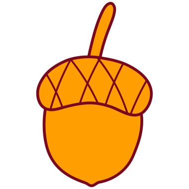 Turuncu meşe palamudu. Sonbahar temalı vektör illüstrasyonu.