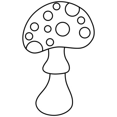 Mantar çizgisi sanatı. Sonbahar temalı vektör illüstrasyonu.