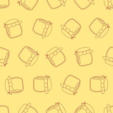 Kavanozdaki bal, kusursuz sanat deseni. Arka planlar, duvar kağıtları, kumaşlar, tekstil, ambalaj kağıtları, basılı materyaller ve daha fazlası için uygundur..