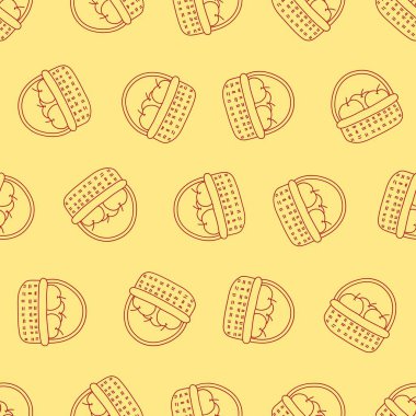 Sepet çizgisindeki elmalar kusursuz desen. Arka planlar, duvar kağıtları, kumaşlar, tekstil, ambalaj kağıtları, basılı materyaller ve daha fazlası için uygundur..