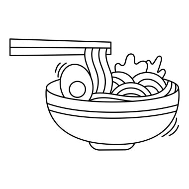 Doodle ramen çizgisi sanat öğesi. Yemek temalı vektör ögesi ve karalama el çizimi tarzı. Görüntü.