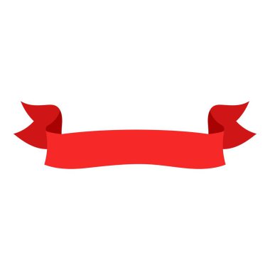 Kırmızı kurdele elementi. Vektör çizimi. Düğün davetiyesi, estetik dekorasyon, sosyal medya paylaşımı, afiş, promosyon, reklam vesaire için uygundur.