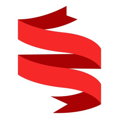 Kırmızı kurdele elementi. Vektör çizimi. Düğün davetiyesi, estetik dekorasyon, sosyal medya paylaşımı, afiş, promosyon, reklam vesaire için uygundur.