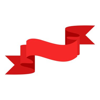 Kırmızı kurdele elementi. Vektör çizimi. Düğün davetiyesi, estetik dekorasyon, sosyal medya paylaşımı, afiş, promosyon, reklam vesaire için uygundur.