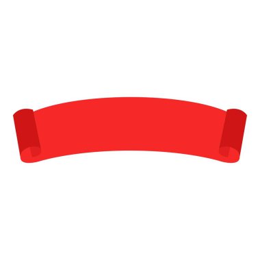 Kırmızı kurdele elementi. Vektör çizimi. Düğün davetiyesi, estetik dekorasyon, sosyal medya paylaşımı, afiş, promosyon, reklam vesaire için uygundur.