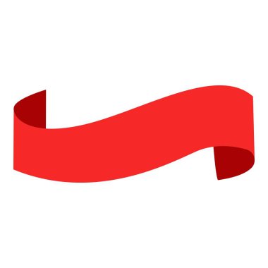 Kırmızı kurdele elementi. Vektör çizimi. Düğün davetiyesi, estetik dekorasyon, sosyal medya paylaşımı, afiş, promosyon, reklam vesaire için uygundur.