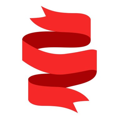 Kırmızı kurdele elementi. Vektör çizimi. Düğün davetiyesi, estetik dekorasyon, sosyal medya paylaşımı, afiş, promosyon, reklam vesaire için uygundur.
