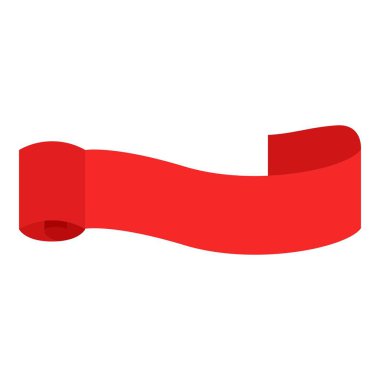 Kırmızı kurdele elementi. Vektör çizimi. Düğün davetiyesi, estetik dekorasyon, sosyal medya paylaşımı, afiş, promosyon, reklam vesaire için uygundur.